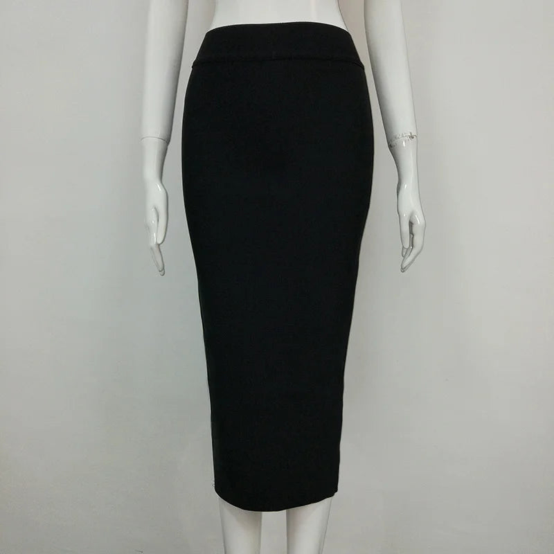 Women Candy Color Sexy Neon Green Brown Orange Yellow Knee Length Bandage Pencil Skirt 2020 Designer Skirt Faldas 78cm