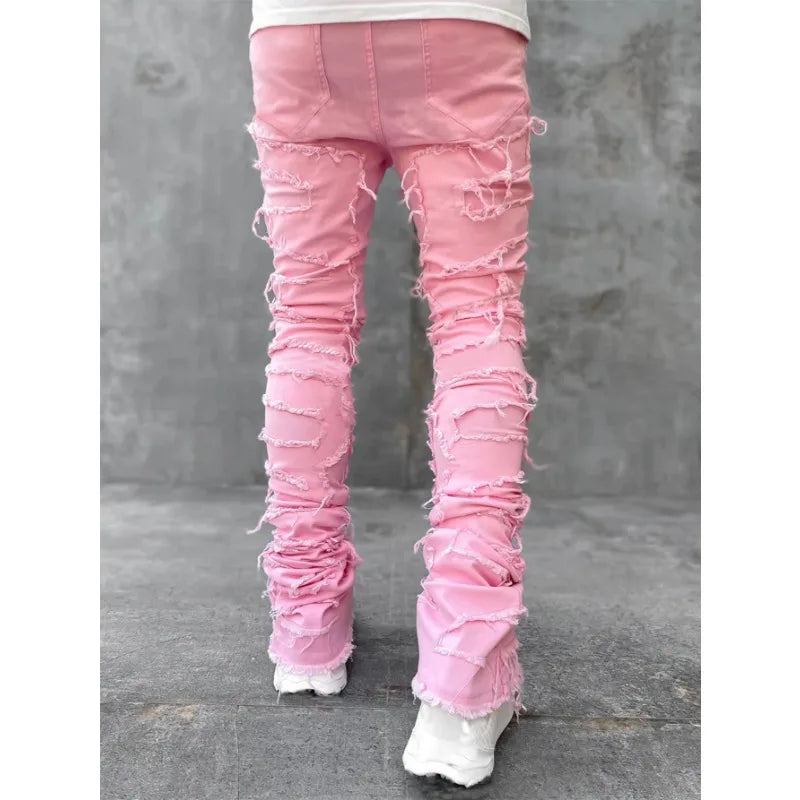 Fall Men Pink Jeans Pants Hip Hop Y2K Jeans US EURO Men's Trousers Clothing ropa hombre