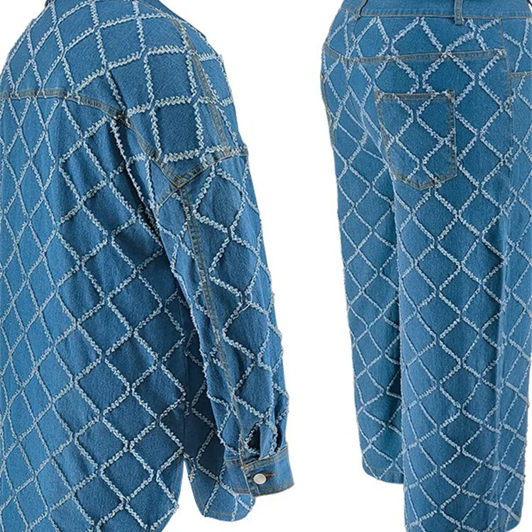 Wmstar Plus Size Denim Two Piece Sets Women Fall Clothing Print Long Sleeve Tops Pants New Matching Suits Wholesale Dropshopping