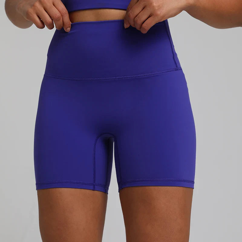 No Front Seam High Waisted Biker Shorts Sport Women Fitness Spandex Leggings Booty Buttery Soft Gym Workout Yoga Shorts 5 Inches Sapphire Blue