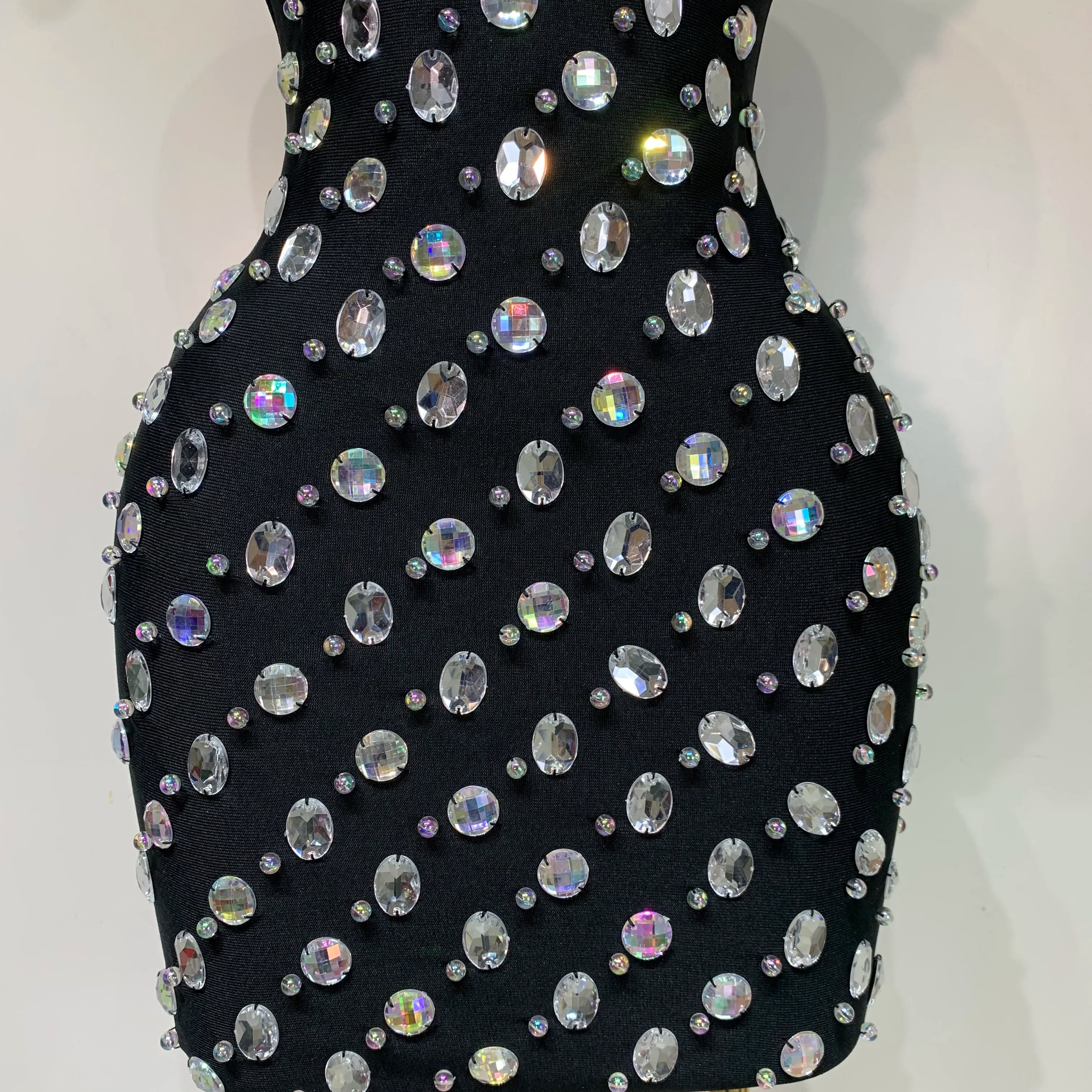 Sexy Rhinestones Bodycon Strapless Mini Dress 2025 Women Sleeveless Backless Fashion Evening Party Club Luxury Birthday Dresses