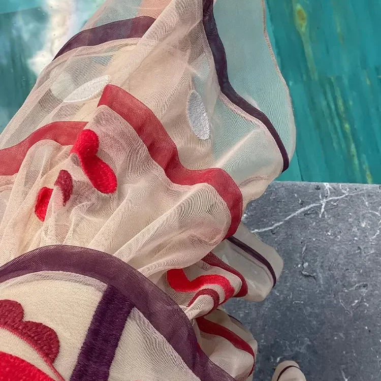 Elegant Print Mesh Ruffles Long Dress For Women Chic Spaghetti Strap Sleeveless Backless Vestidos Lady Holiday Party Robe