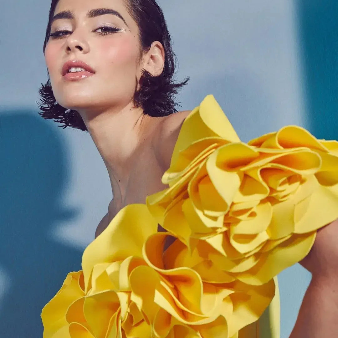 Solid Yellow Women Sexy 3D Flower One Piece Swimsuit Swimwear Off Shoulder Beachwear Summer Monokini Surf Wear Bathing Suit