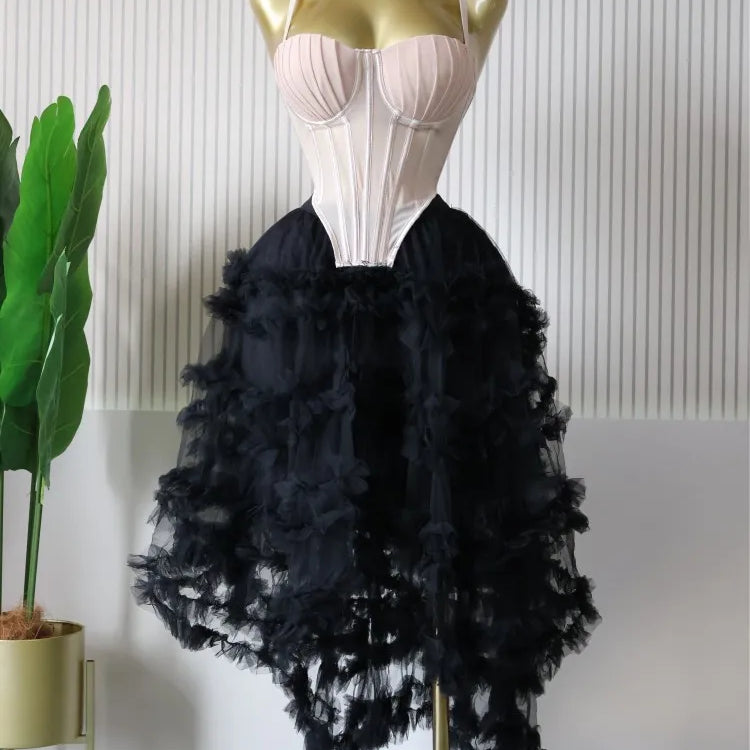 CM.YAYA Women's Dress Set Tunic Irregular Crop Top and Irregular Ball Gown Maxi Long Skirt Suit 2025 Two 2 Piece Set Outfits