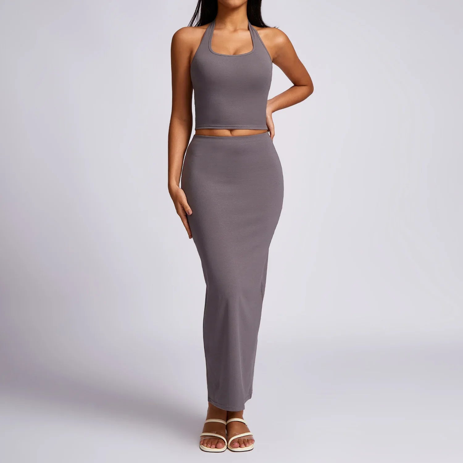 New Yoga Set Workout Clothes Fitness High Quality Suits Sports Bra High Waist Leggings 2 Piece Women High Stretch Gym Outfit grey-1