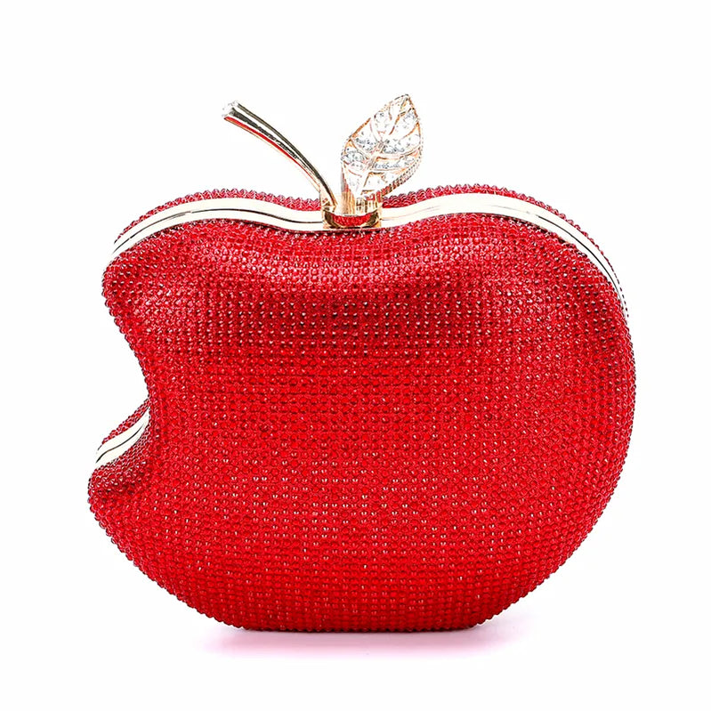 Apple Shape Party Crystal Hand Grab Evening Mini Bag Can Wholesale Fashion Red Crossbody Ladies Blue Red Gold Red Mini(Max Length<20cm)