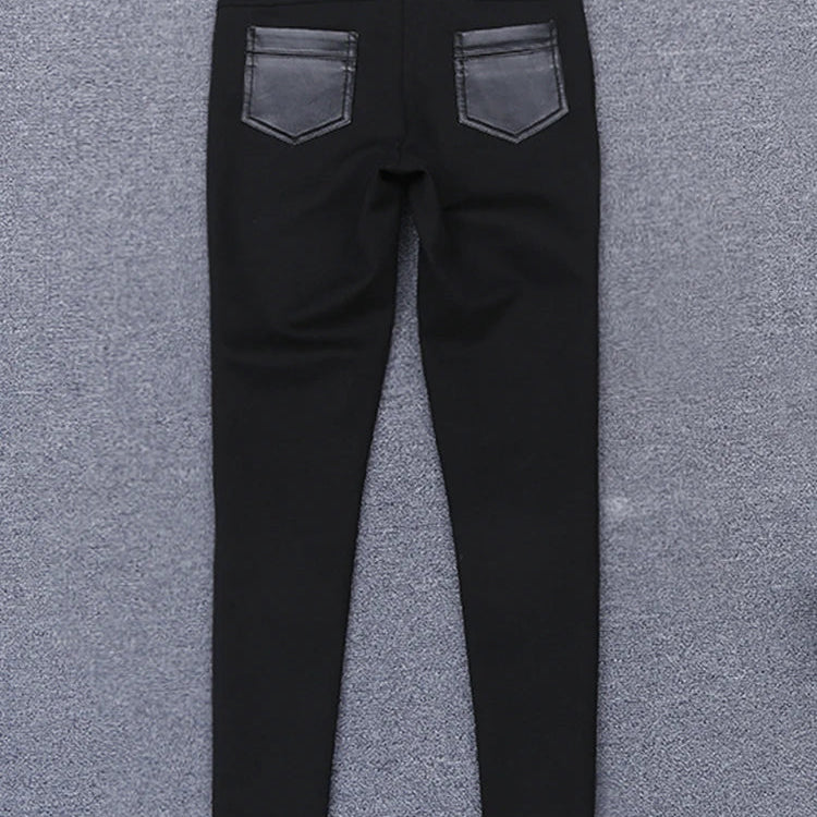 Spring Autumn Fitted Black Soft Stretchy Pu Leather Pencil Pants Leggings Women High Waist Elegant Bottoms 2022 Fashion