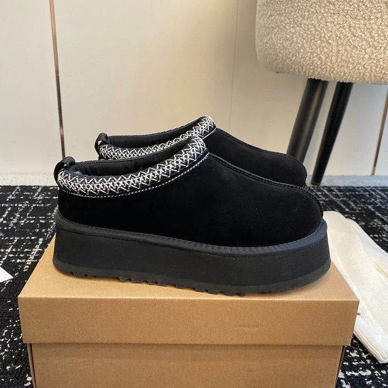 snow boots shoes women slippers slides furry paltform winter high quality free shipping Ankle leather fur ladies black