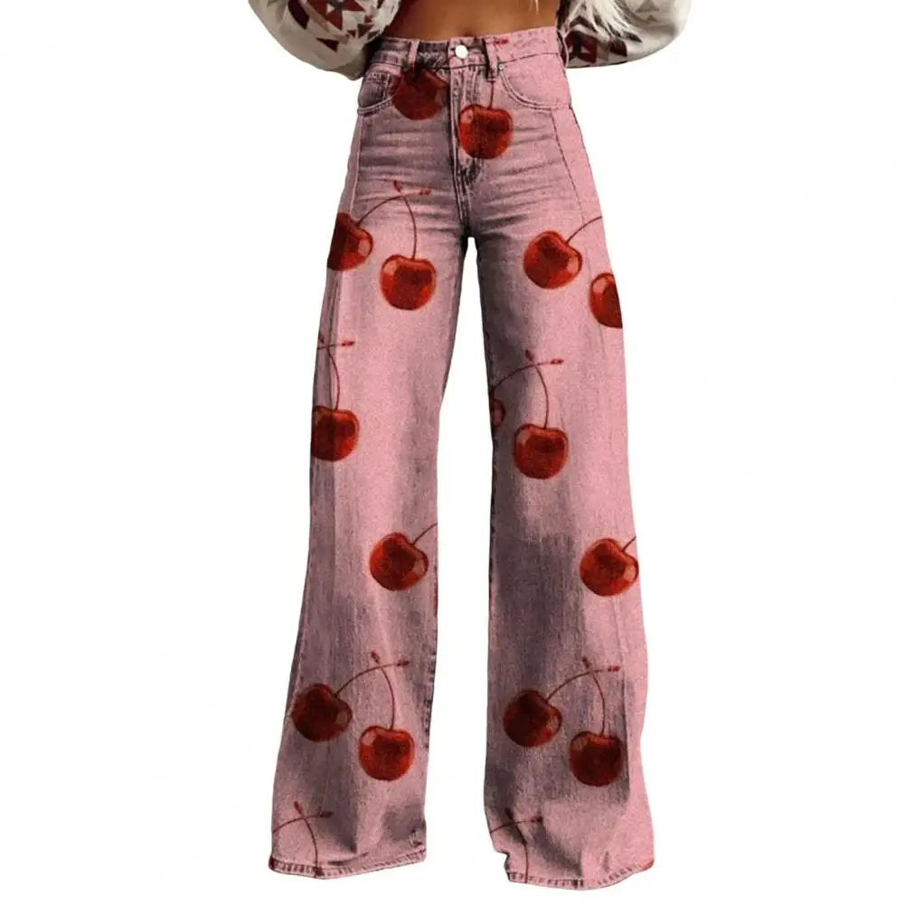 Women Trousers All-season Style Women Trousers Stylish Women's Wide-leg Pants Breathable Non-fading Streetwear Trousers for A Red