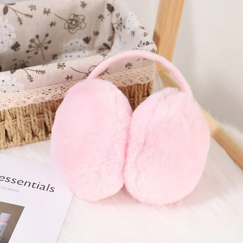 Plush Ear Muffs Warmer Foldable Ear Cover for Women Men Winter Warm Earflaps Outdoor Cold Protection Ear-Muffs Ear Cover Fashion B-Light Pink