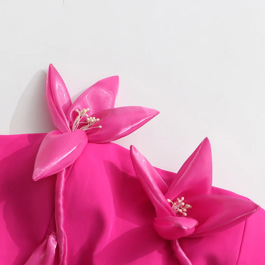 TWOTWINSTYLE Solid Slimming Spliced Appliques Elegant Dresses for Women Srtapless Sleeveless Split Dress Femlae Fashion Clothing