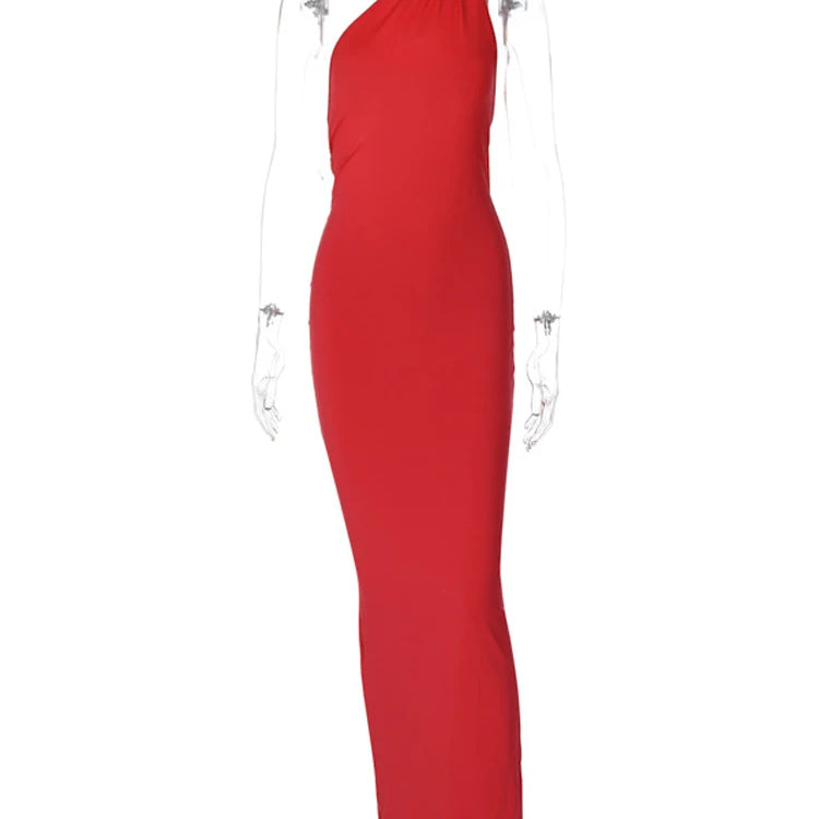 Ladies Night Club Wear Neon Y2K Summer Outfits Women Sleeveless Backless Halter Ruched Bodycon Evening Maxi Dress Birthday Party Red