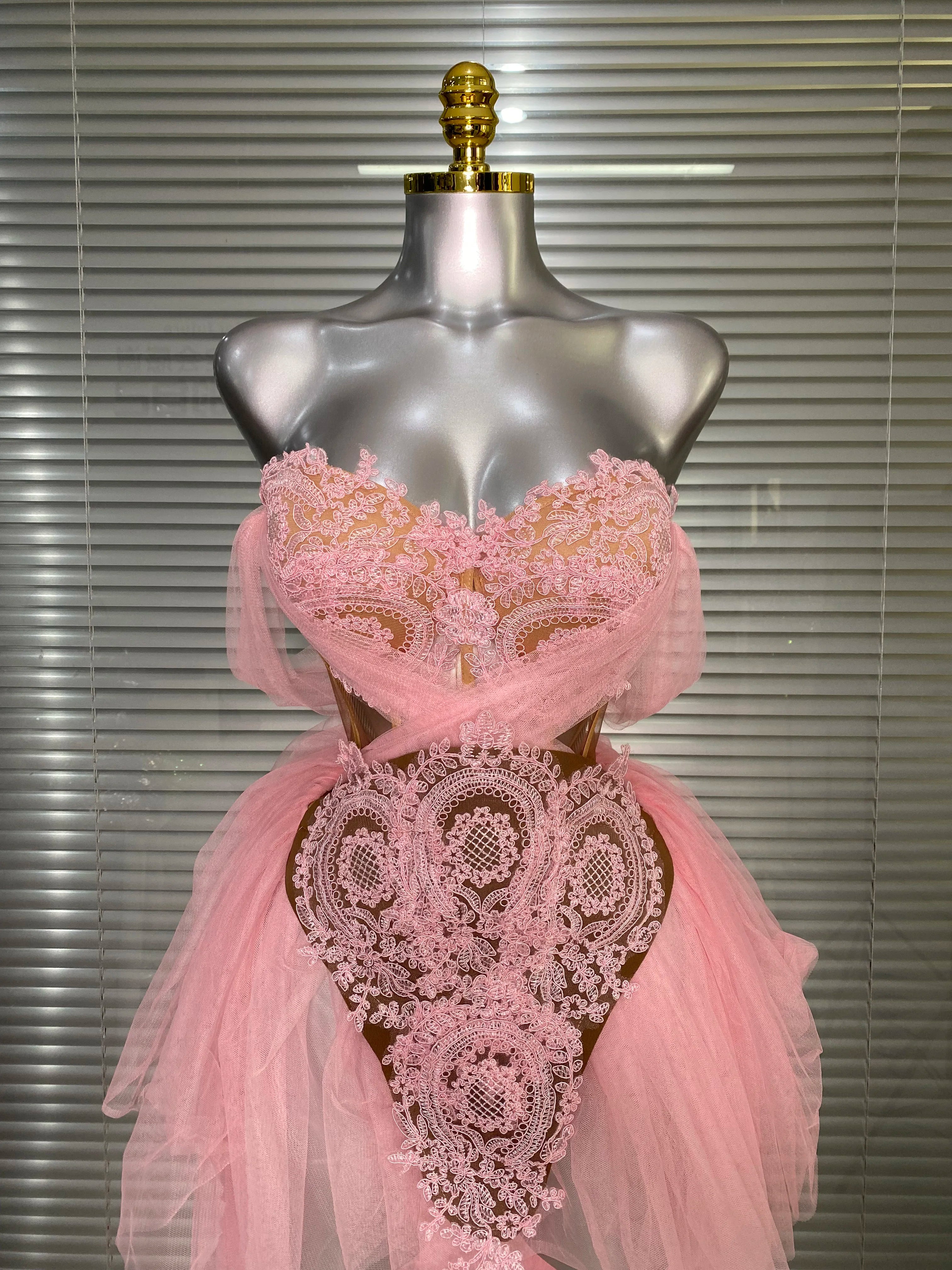 Celebrity INS Sexy Two Pieces Set Women Celebrity Adjustable Laced Pink Gray Black Skirt Suits Stage Costume