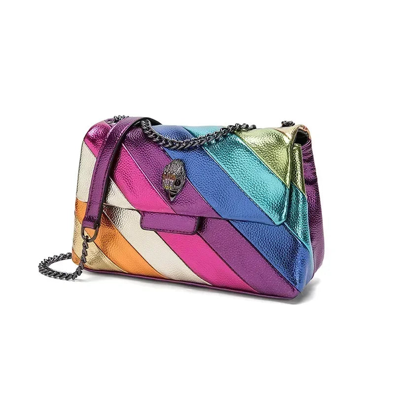 Rainbow Handbag Patchwork Crossbody Bag Shoulder Bag Women's Brand Designer Fashion Trend Luxury Handbag PU Shoulder Bag