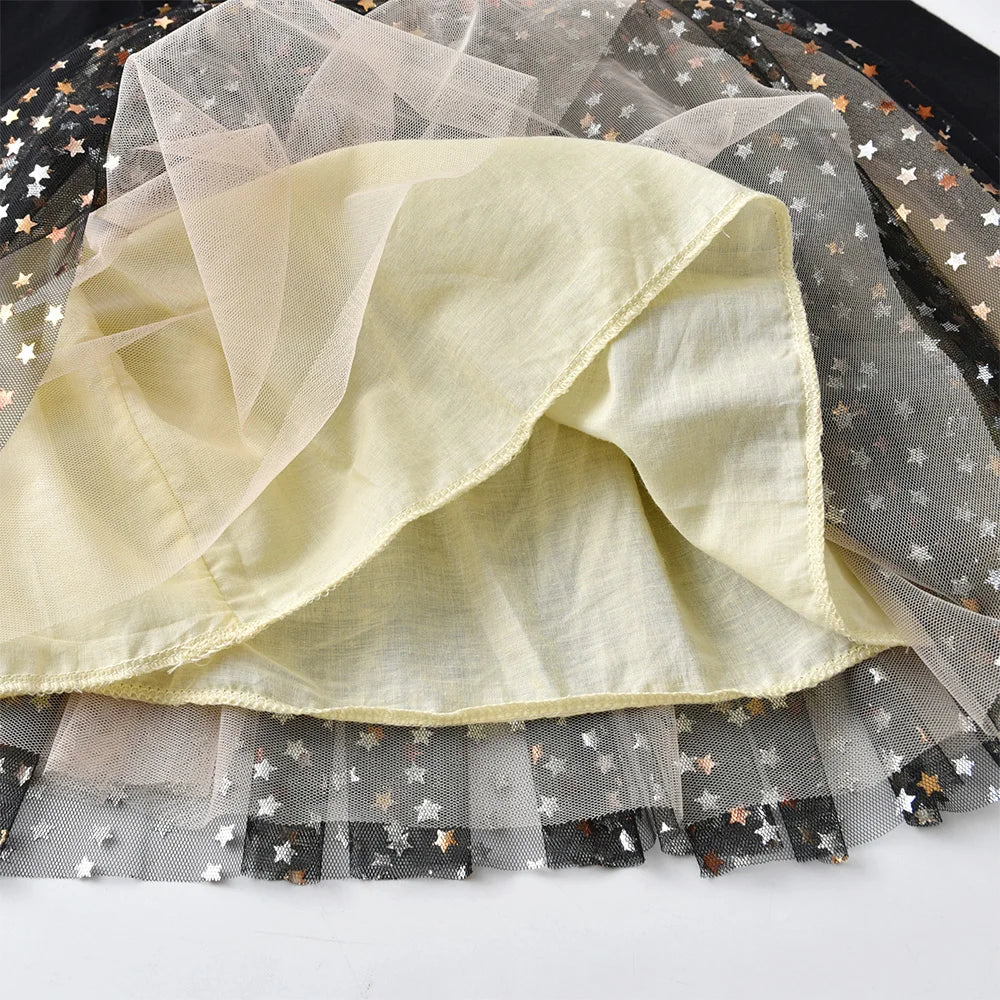 Girls Long Sleeves Dress Star Sequins Party Princess Dress Children Casual Clothing Daily Clothes Infantil Vestidos Gift