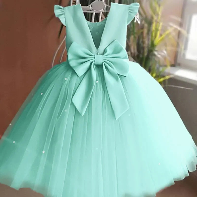 Fashion Wedding Birthday Party Dress Christams Dress For Girl 1-5 Years Girls Dress Elegant Tutu Vestidos Kids Clothes 767-Green