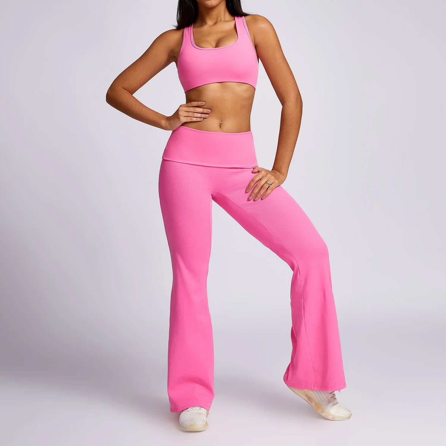 New Yoga Set Workout Clothes Fitness High Quality Suits Sports Bra High Waist Leggings 2 Piece Women High Stretch Gym Outfit rose pink-4