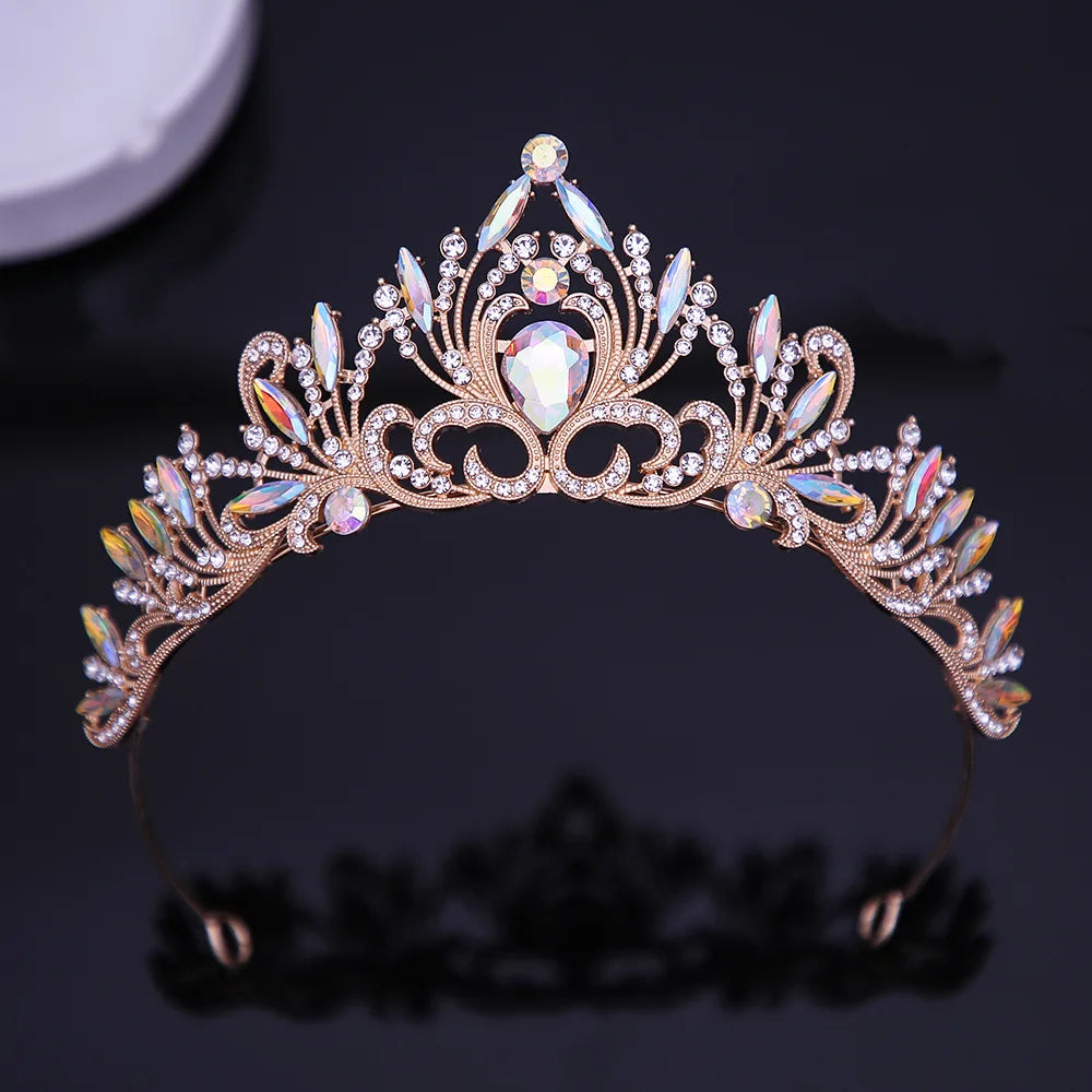 6 Colors Elegant Korean Girls Crystal Tiara Crown For Women Party Wedding Princess Rhinestone Bridal Crown Hair Jewelry