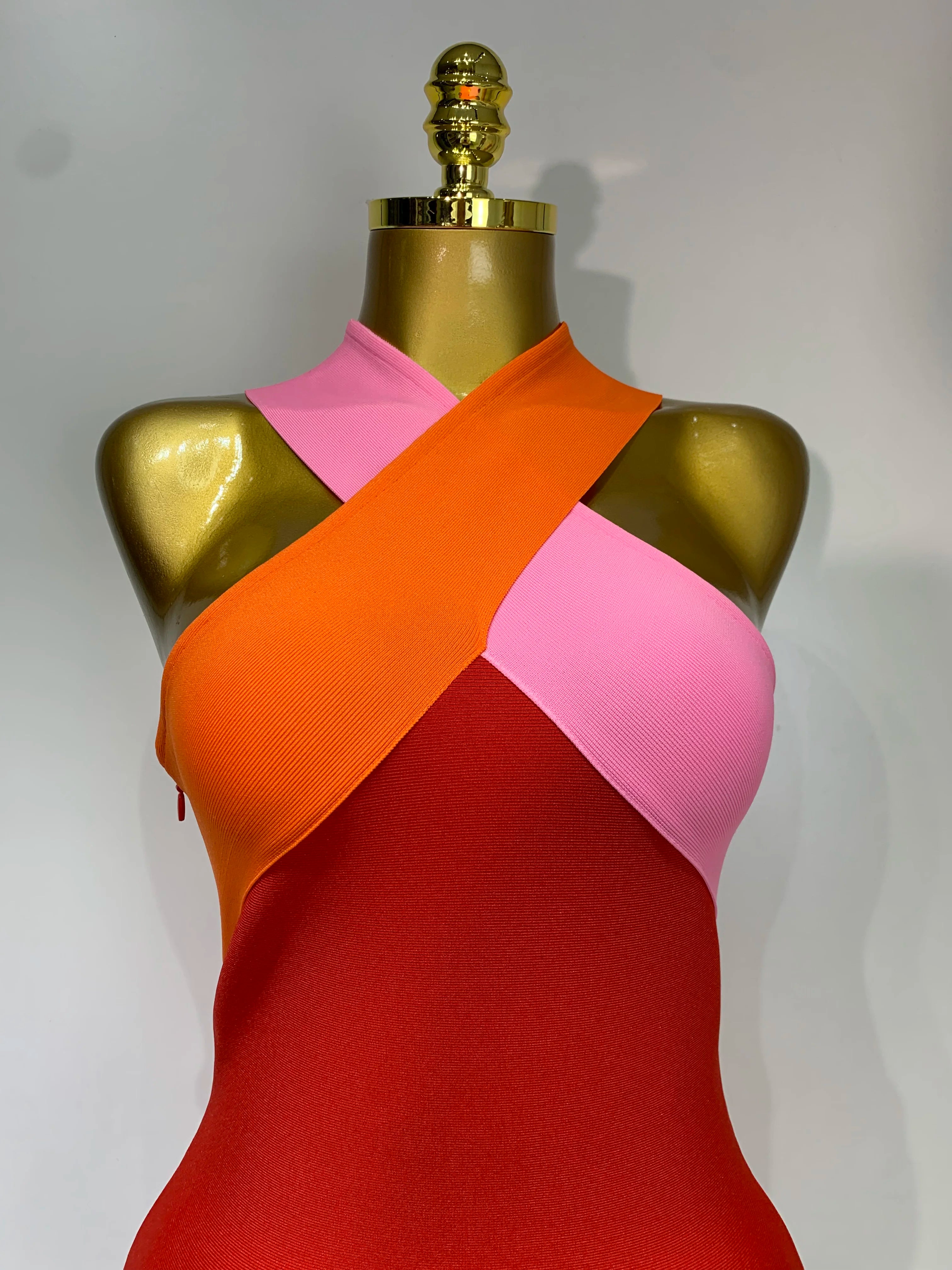 Women Sexy Backless Patchwork Bodycon Bandage Dress  Celebirty Elegant Evening Party Carnival Luxury Birthday Dresses