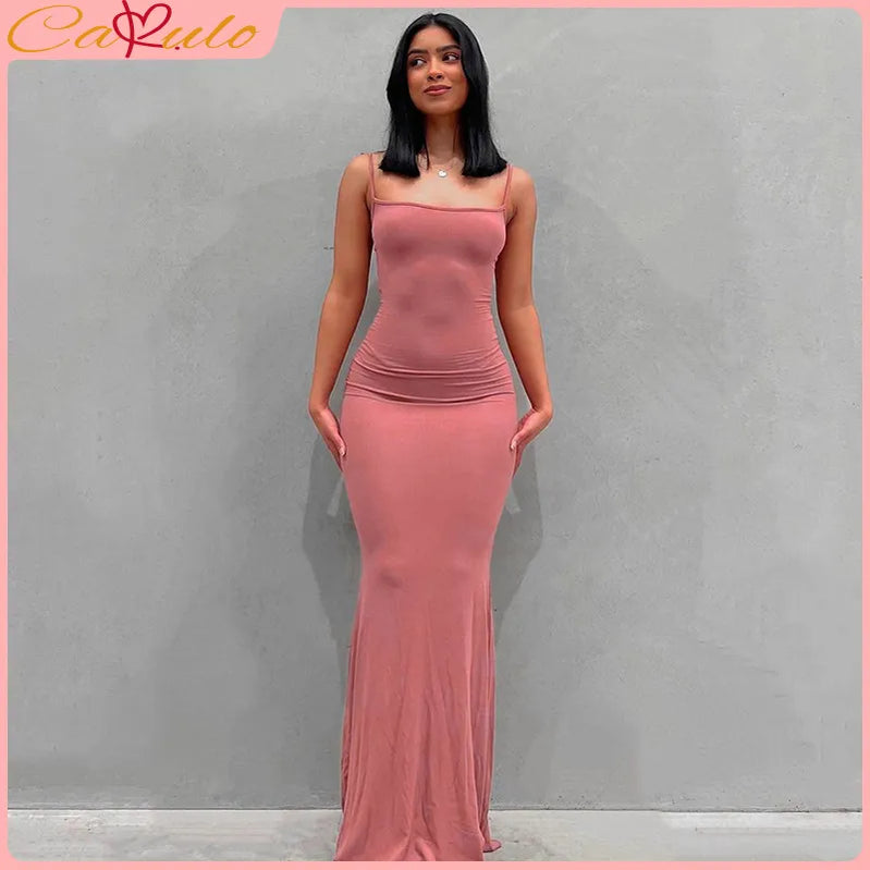 Satin Slip Sleeveless Backless Maxi Dress Women Y2K Summer Bodycon Elegant Sexy Outfits Ladies Birthday Party Club Sundress