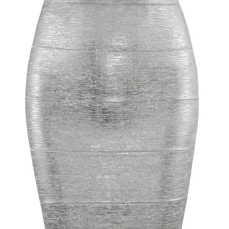 Wholesale Women Summer Fashion Sexy Gold Bronzing Bandage Skirt 2022 Designer Night Club bodycon Pencil Skirt Faldas 46cm
