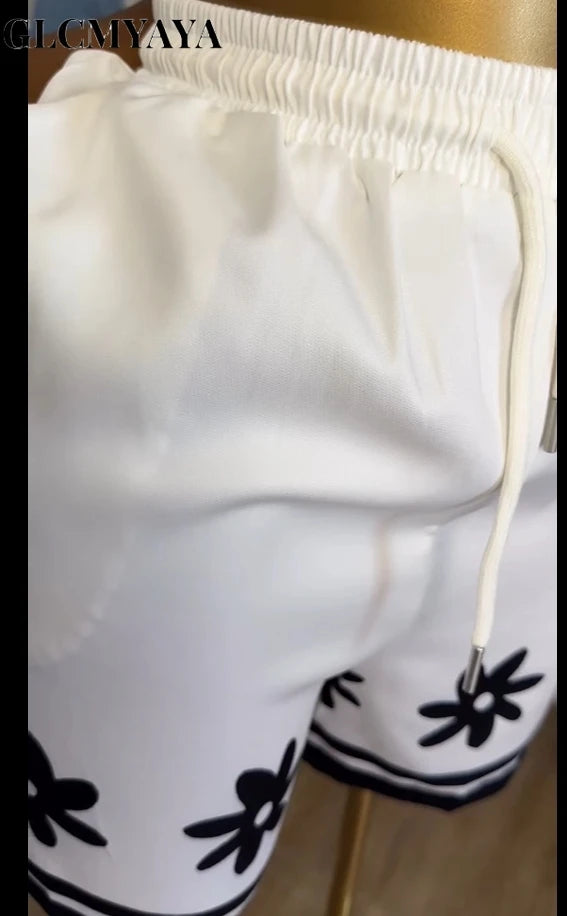 GLCMYAYA floral printed Side Women's Set Half Sleeve Shirt Tops and Shorts 2025 Holiday Vacation Street Two 2 Piece Set Outfits