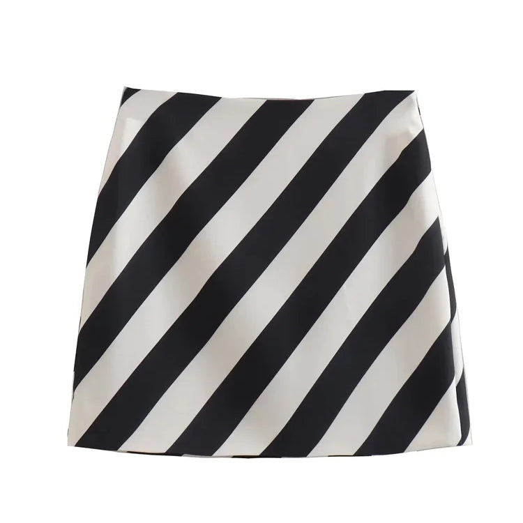 TRAF Stripes Short Skirt Women 2022 Fashion Office Lady High-waisted Mini Skirt Woman Summer Clothing Elegant Female Skirts Set