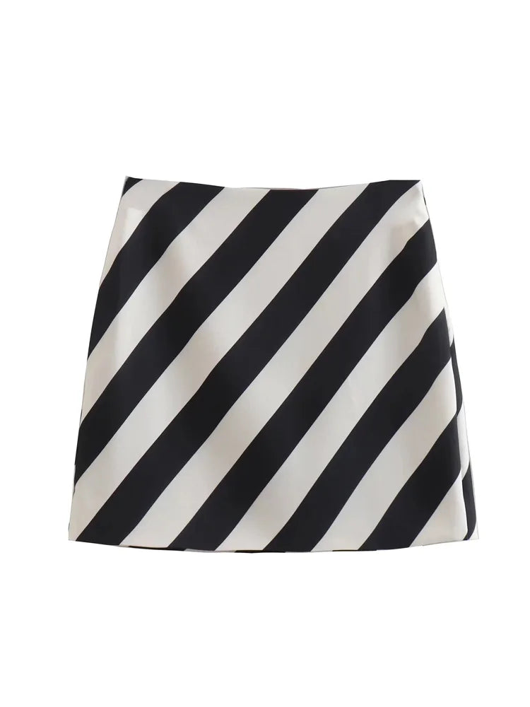 TRAF Stripes Short Skirt Women 2022 Fashion Office Lady High-waisted Mini Skirt Woman Summer Clothing Elegant Female Skirts Set