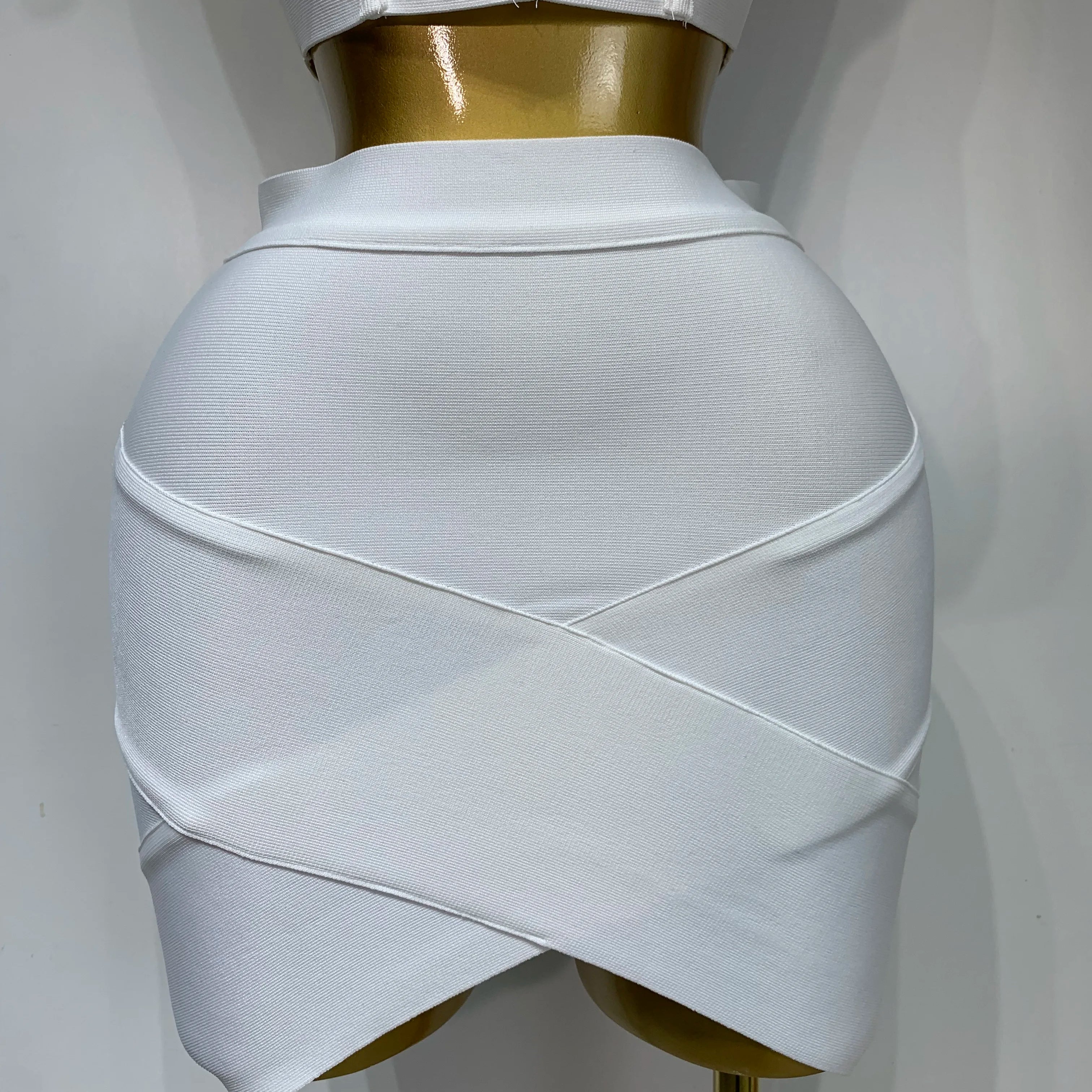 Women Sexy Top Short Skirt Bodycon Bandage Two Pieces Sets White Black 2025 Evening Party Luxury Birthday Outfit Nightclub Suits