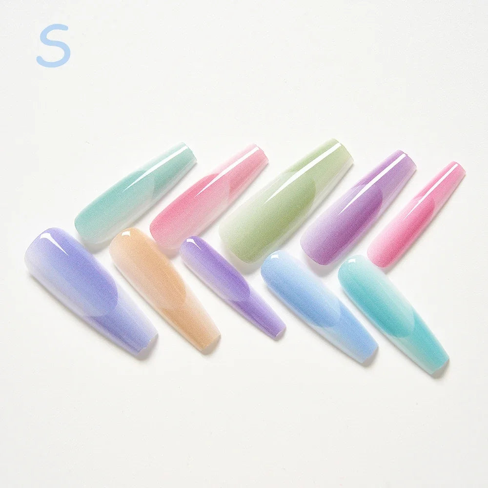 10Pcs/set Lucky Nine-tailed Fox Printed Chinese Style False Nails Long Press-on Acrylic Fakes Nails Adhesive Unique Design