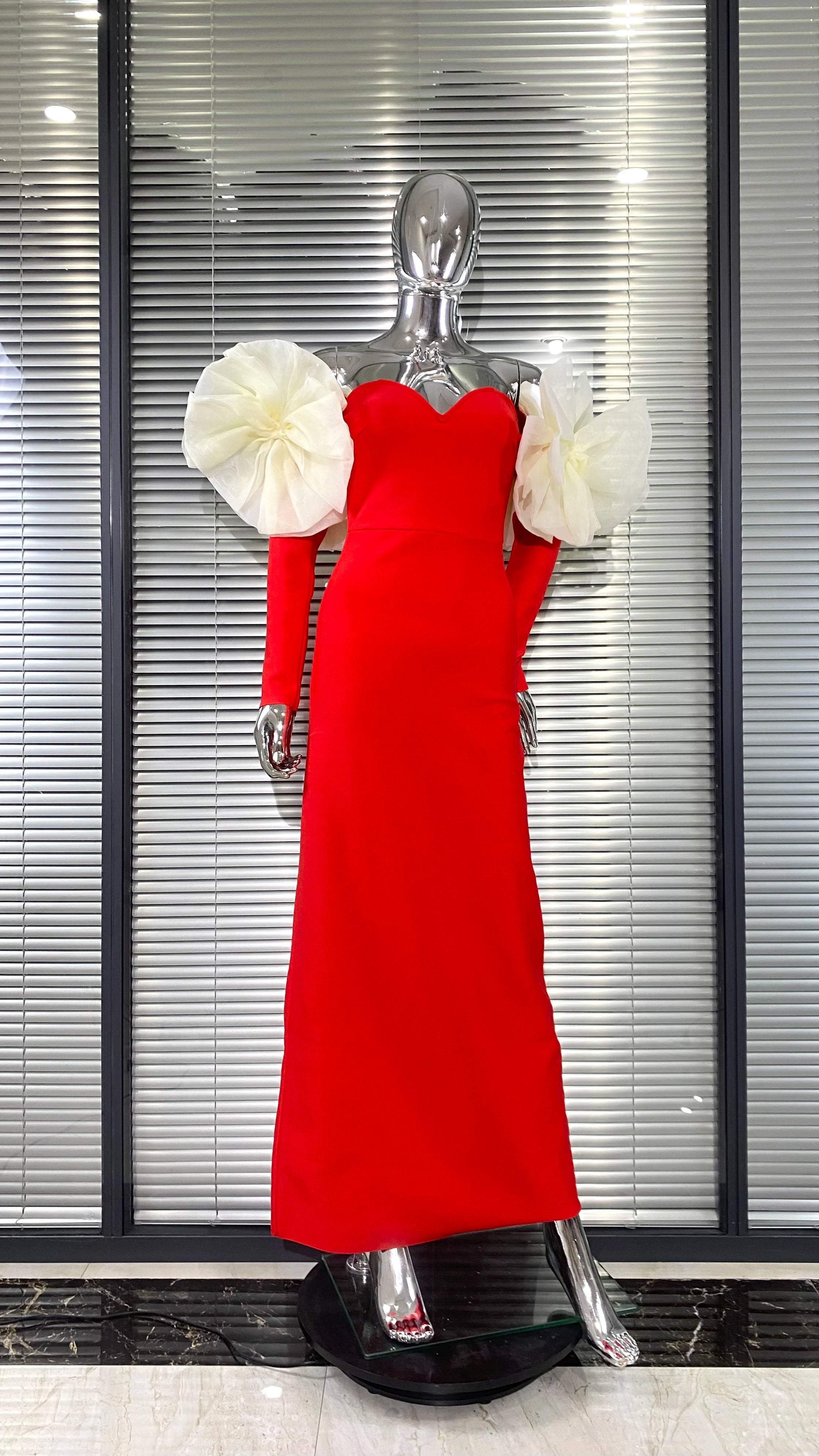 2025 Stereoscopic Flower Sexy Off The Shoulder Ankle Lenght Bandage Dress Woman Birthday Party Vestido Celebrity Party Outfit