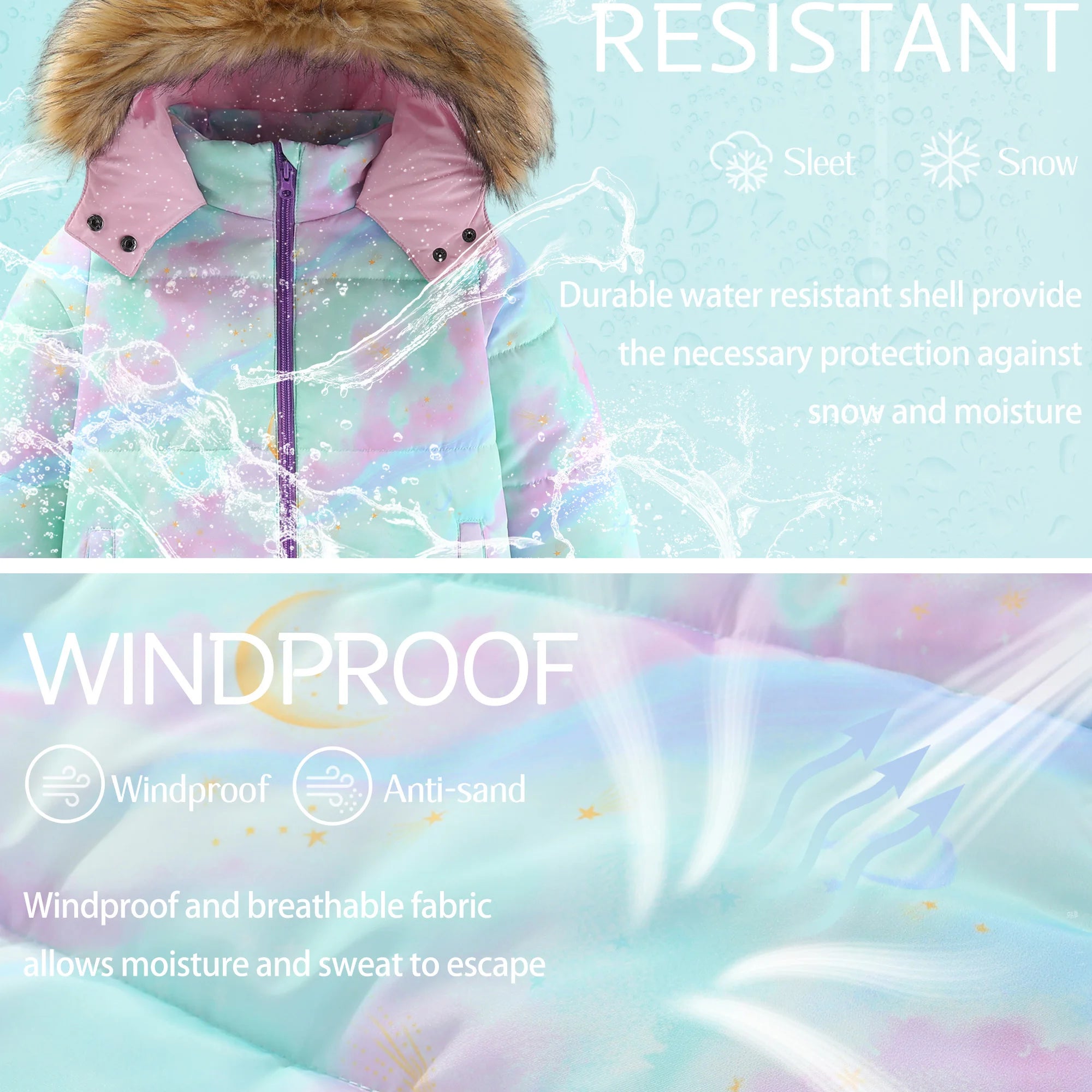 4-7T Kids Girls Ski Suits Winter Warm Coat Jackets Pants Snowboard Skiing Suit Set Snow Suits Thick Cotton Padded