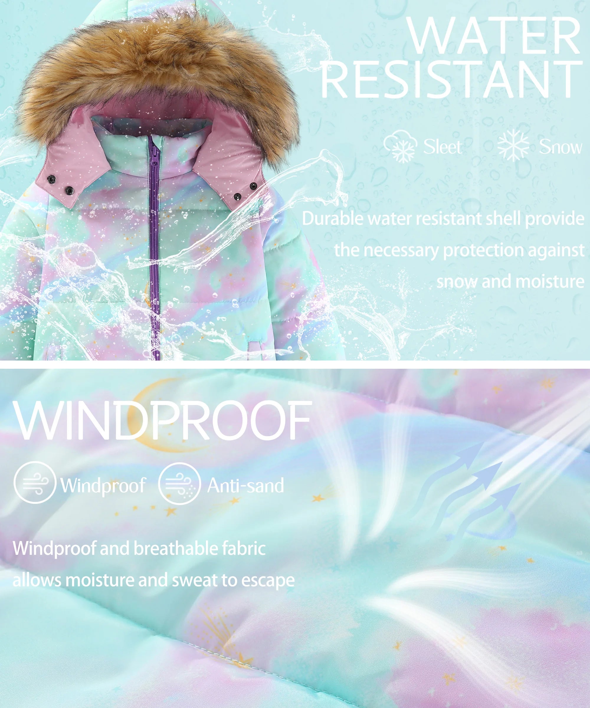 4-7T Kids Girls Ski Suits Winter Warm Coat Jackets Pants Snowboard Skiing Suit Set Snow Suits Thick Cotton Padded