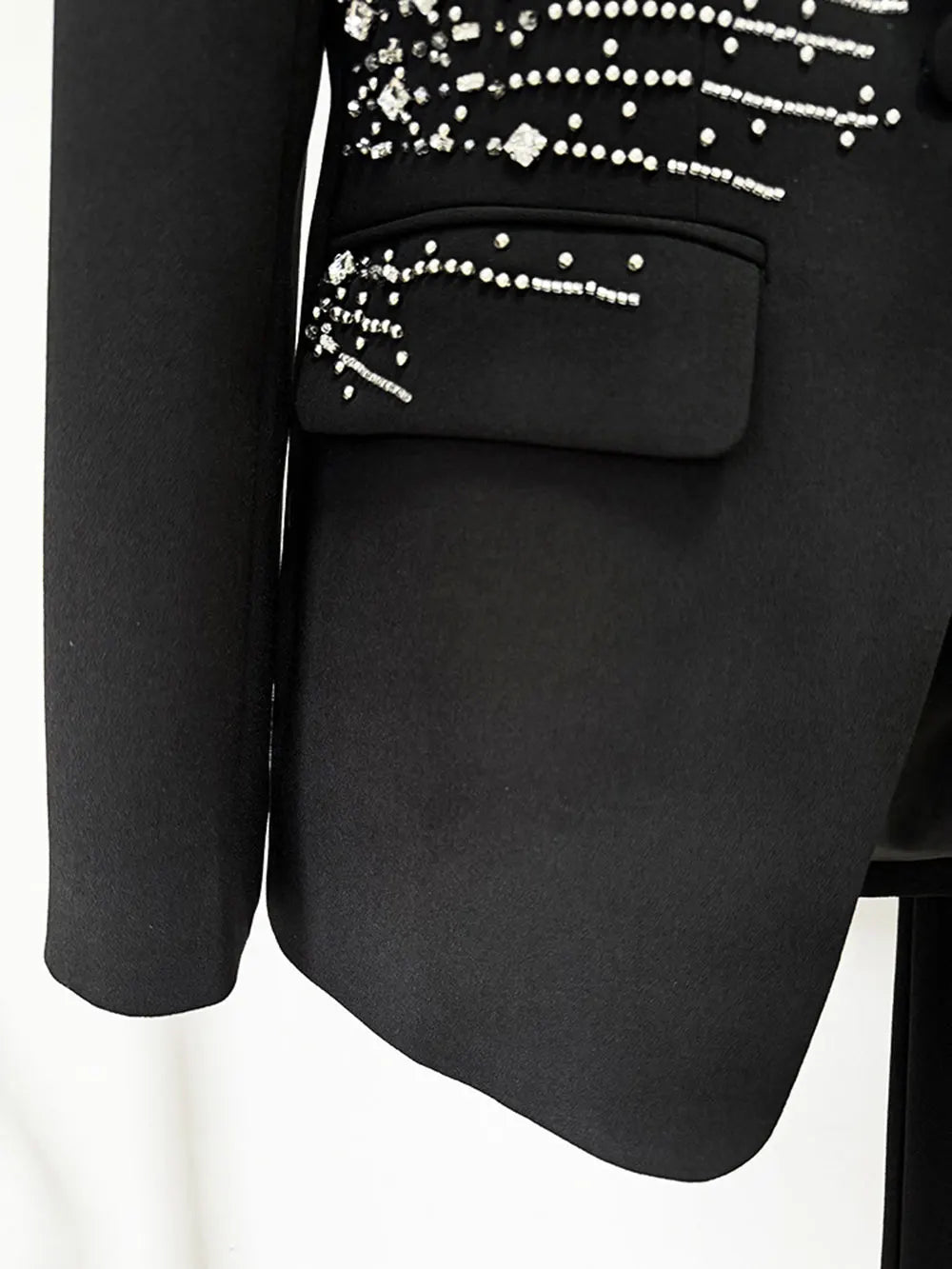 2024 Elegant Women's Light Luxury Diamond Design Suit Pants Set with Collar Long Sleeve Slim Fit Suit Coat+Two Piece Pants Set