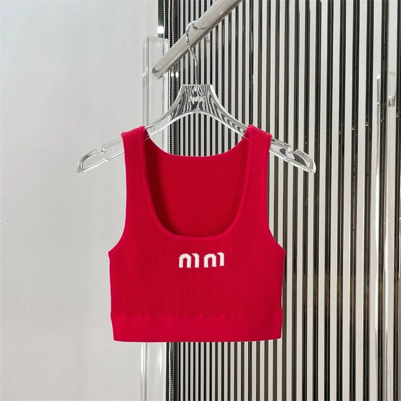 Summer Red Colour Crop Cute Sexy 501447 Clothing Hot Tops for Women Women’s Vetement Femme Halter Gray Tank Top Fashion Y2k Tops red