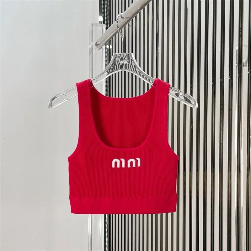 Summer Red Colour Crop Cute Sexy 501447 Clothing Hot Tops for Women Women’s Vetement Femme Halter Gray Tank Top Fashion Y2k Tops red