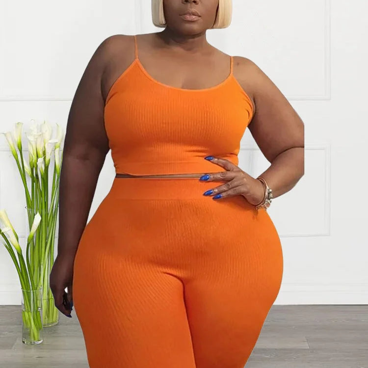 Wmstar Plus Size Shorts Sets Vest Crop Top and Pants Matching Set Casual Cycle Bike Outfits Two Piece Set Wholesale Dropshipping