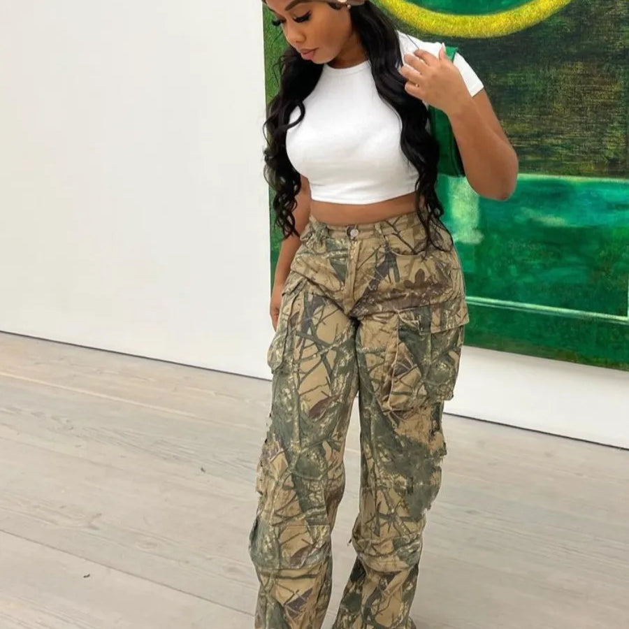Autumn Women Trousers Streetwear Casual Loose Camouflage Sweatpants Y2K Women's Cargo Camo Pants