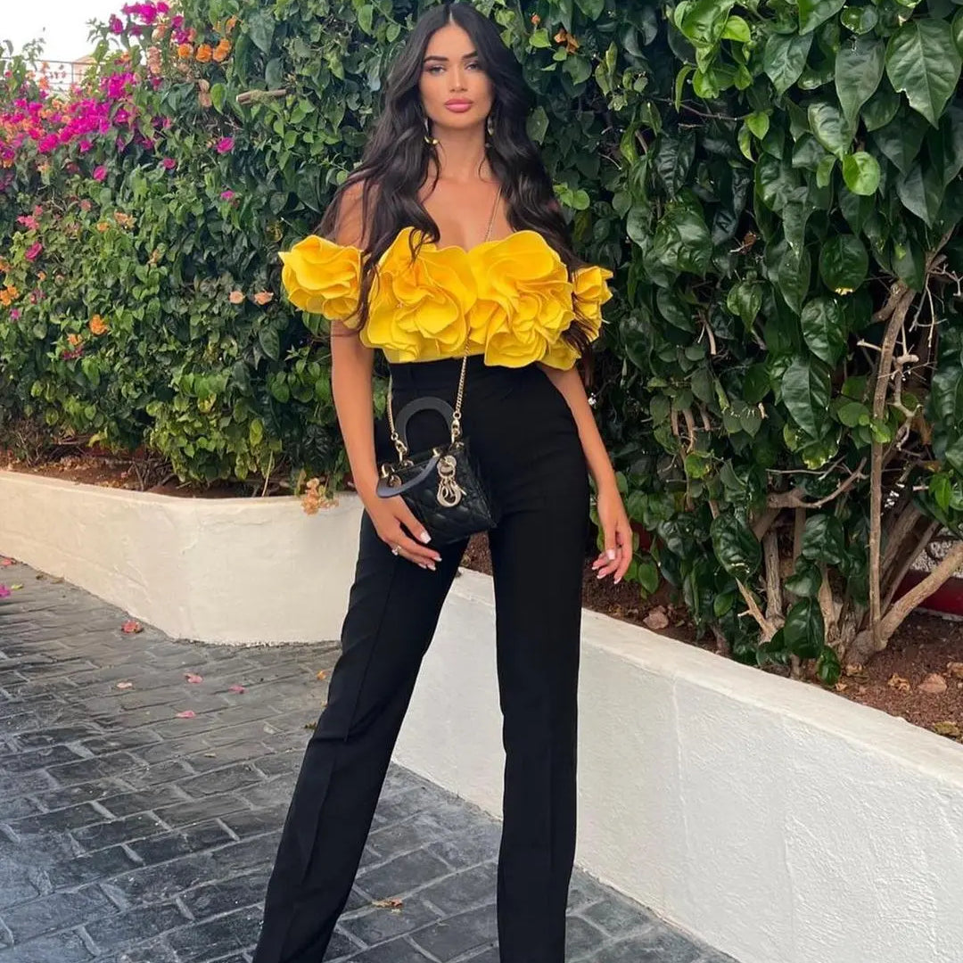 2024 Sexy 3D Flower Push Up Bikini Set Swimsuit Dress Women Off Shoulder One Piece Swimwear High Waist Beach Bathing Suit Skirt