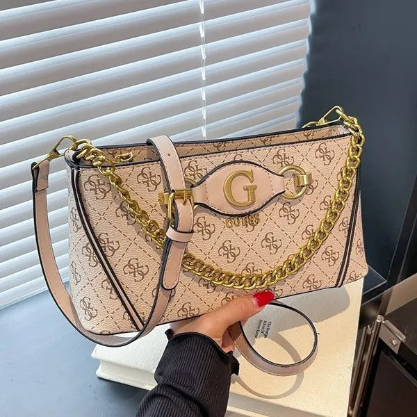 Cross-Border Dropship Available New Fashion Shoulder Bag - Printed Zipper Casual Crossbody Versatile High-End Retro Square Bag