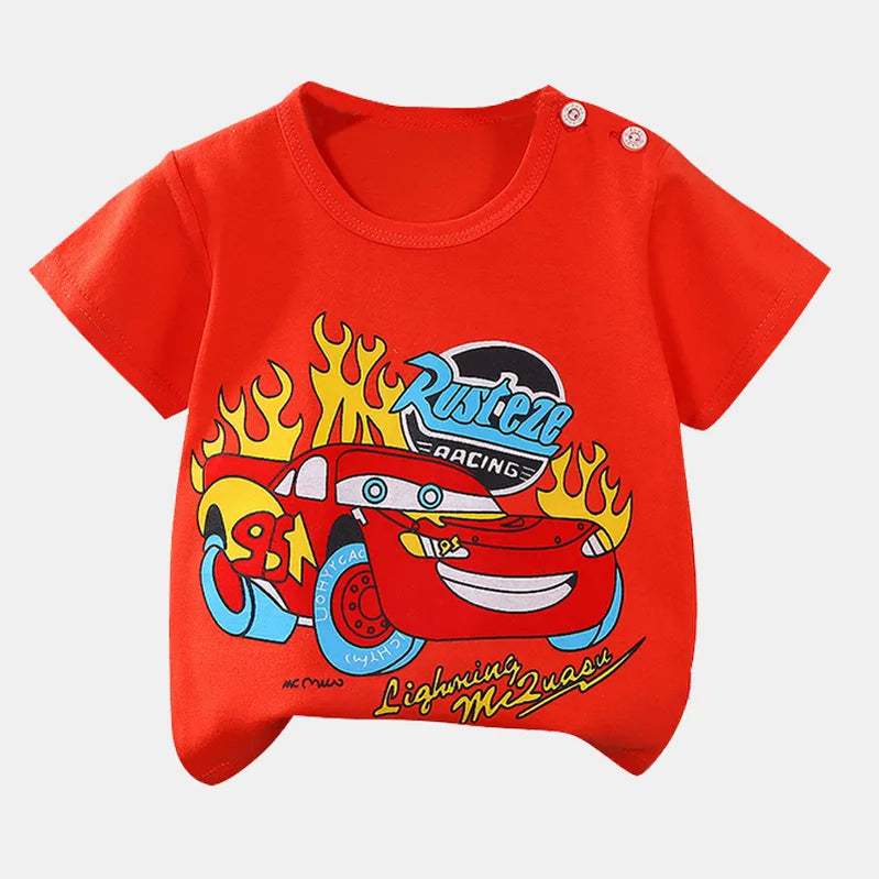 Children's Clothing T-Shirt Kids Clothes Boys Girls Summer Cartoon Tops Short Sleeve Clothes 100% Cotton Baby Clothing Sports car