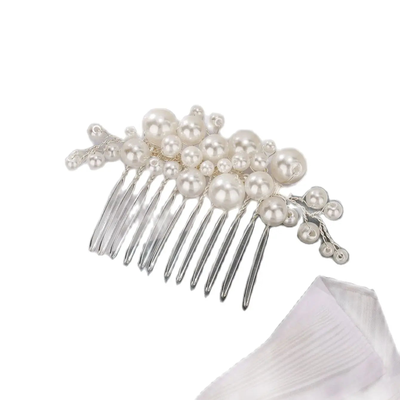 Elegant pearl wedding hair comb bridal side comb piece wedding hair ornament for women and girls