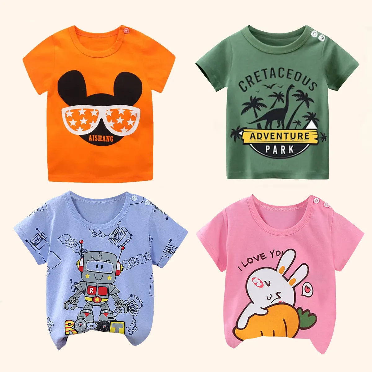 Kinderkleidung T-Shirt Kinder Kleidung Jungen Mädchen Sommer Cartoon Tops Kurzarm Kleidung 100% Baumwolle Babykleidung