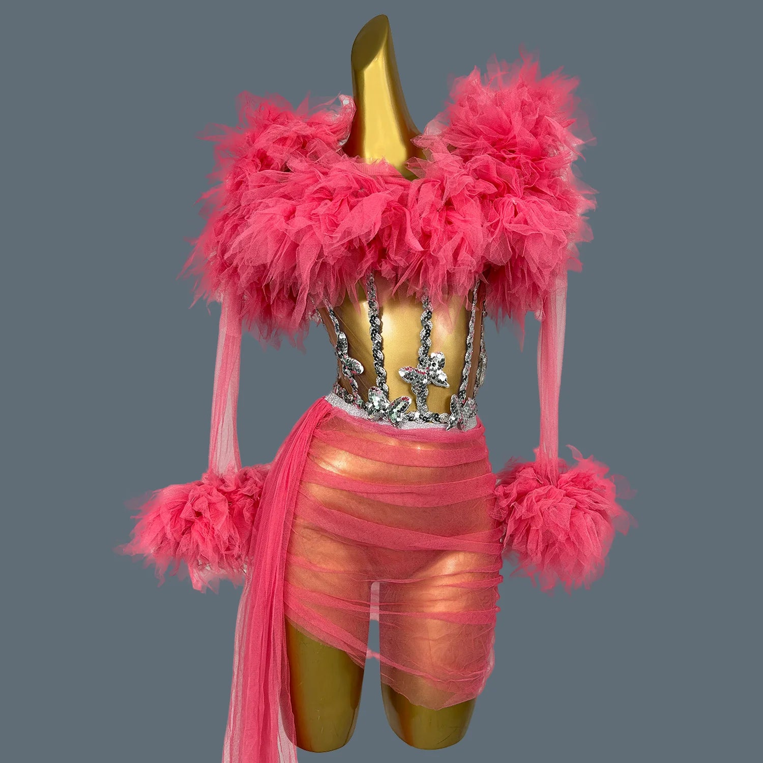 Women's Tulle Asymmetrical Dress Prom Sheer Mesh Mini Dress Bodycon Club Stage Performance Wear Birthday Prom Hot Design Xinshen