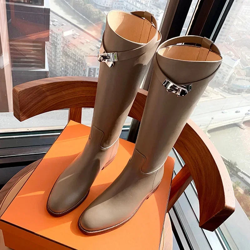Hot New Simple Thigh-high Boots Women's Thick Soles But Knee Elongated Thigh-high Boots