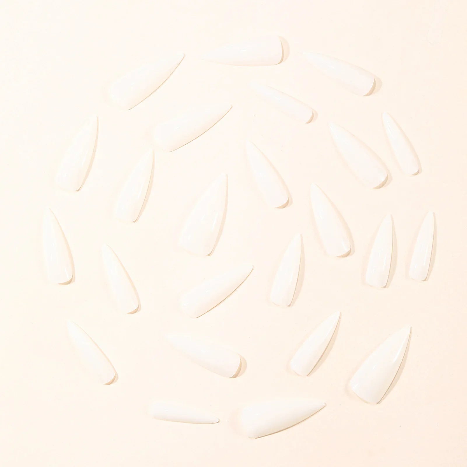 Milk White Long Stiletto Fake Nails 24Pcs Full Cover Stick-on False Nails Minimalist Charm Manicure Acrylic Press On Nails