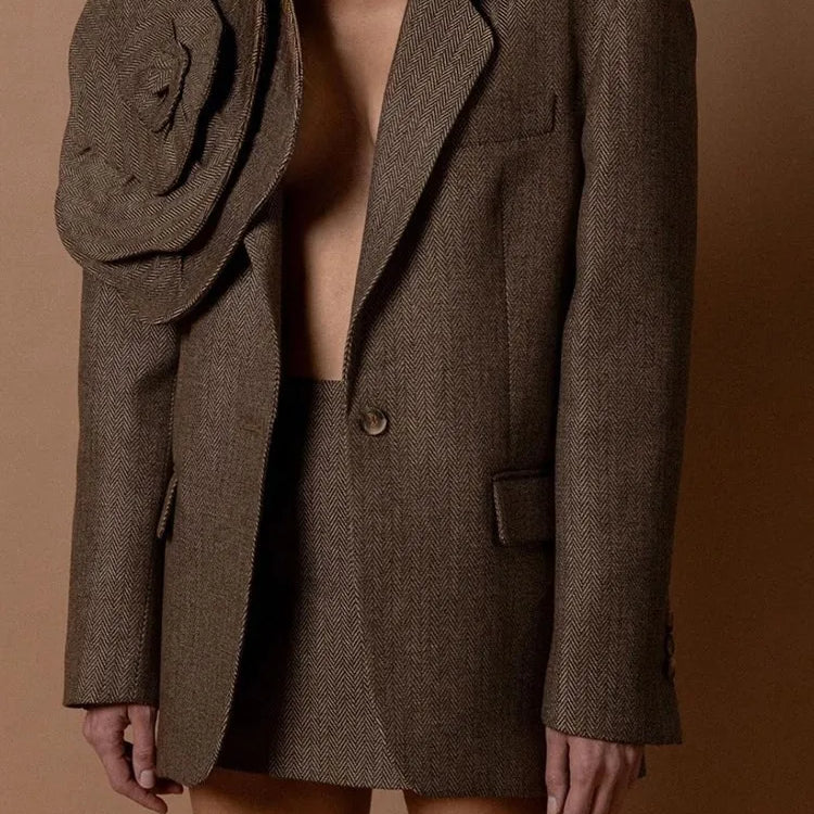 TWOTWINSTYLE Patchwork Appliques Blazer For Women Notched Collar Long Sleeve Spliced Button Detachable Blazers Female Fashion