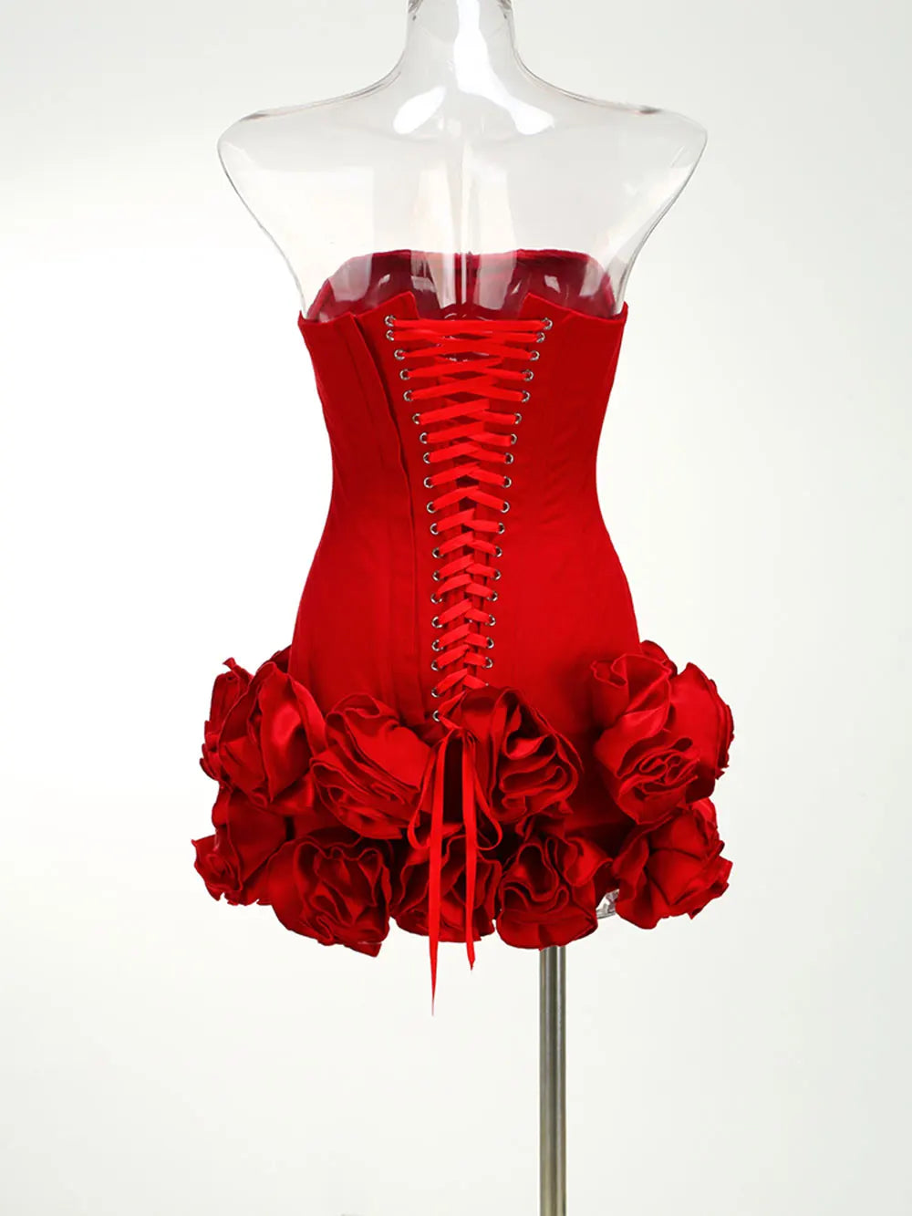 2024 Sexy Women'S Backless Drawstring Tied Dress Strapless Sleeveless Edible Tree Fungi Puffy Dress Cocktail Party Vestidos