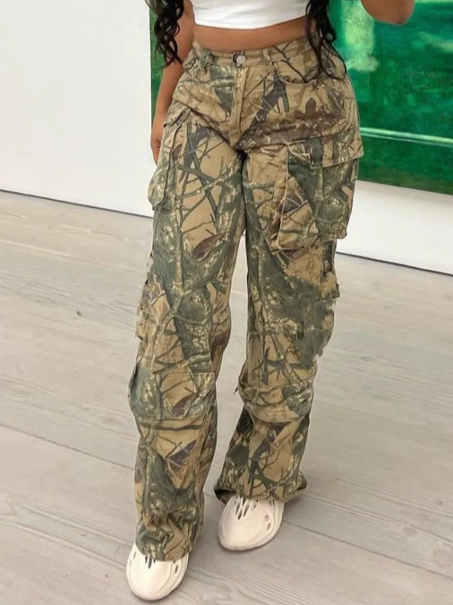 Autumn Women Trousers Streetwear Casual Loose Camouflage Sweatpants Y2K Women's Cargo Camo Pants