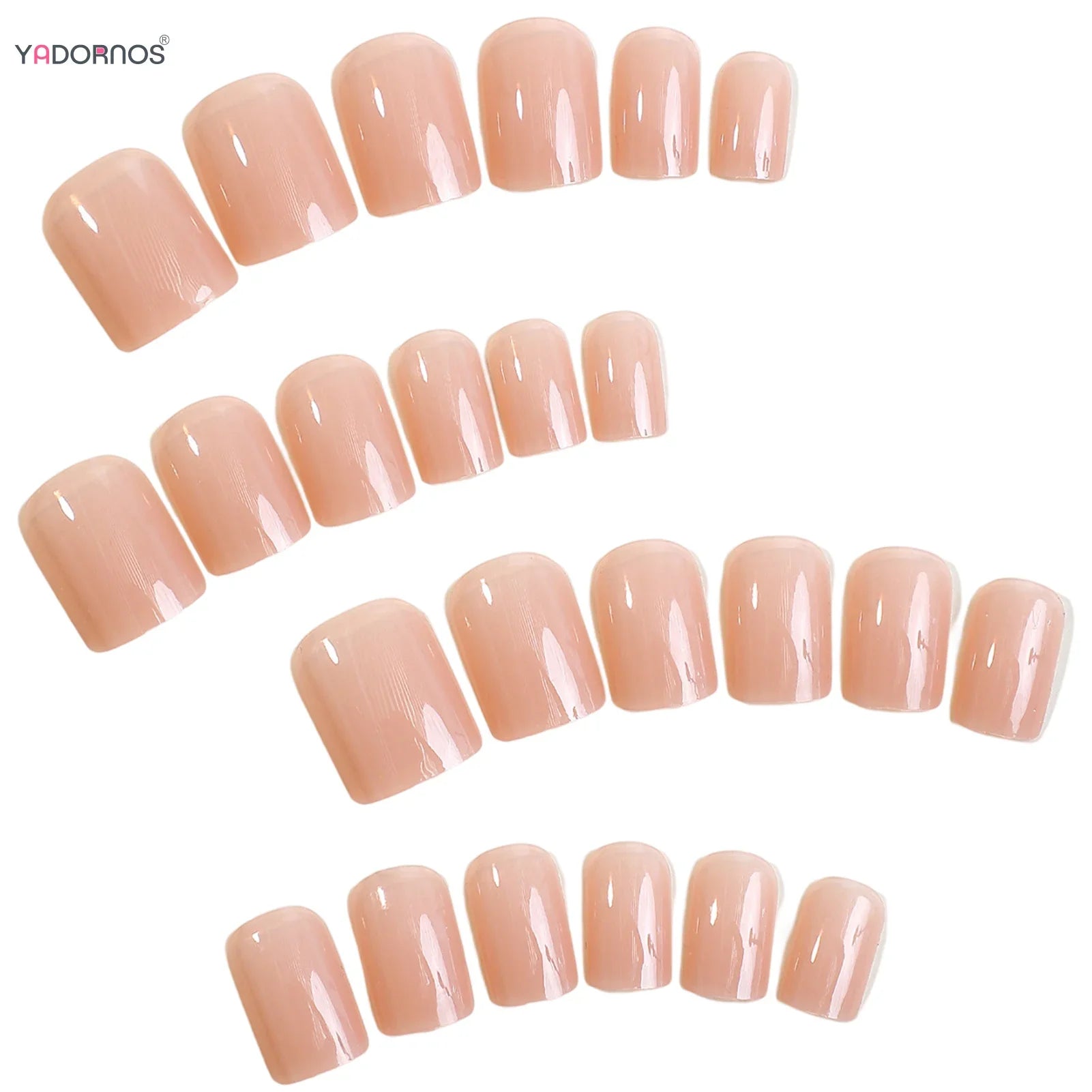 Minimalist Nude Pink Fake Nails 24Pcs Short Square Press On Nails Sweet Girls Charm Manicure Full Cover Stick-on False Nails